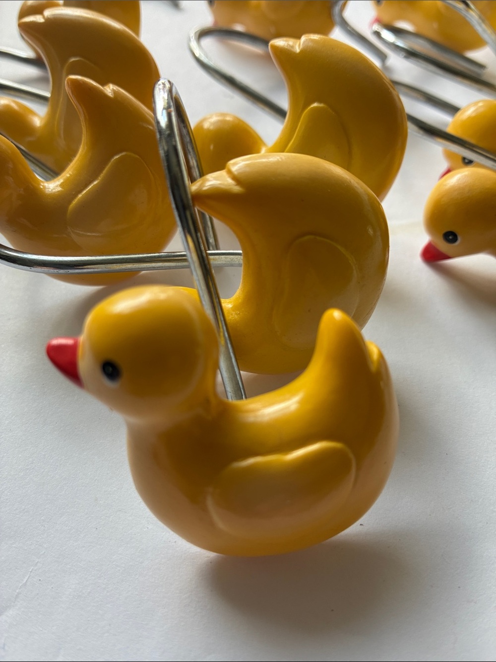 Vintage Duck Duckie Shower Curtain Hooks Set of 12